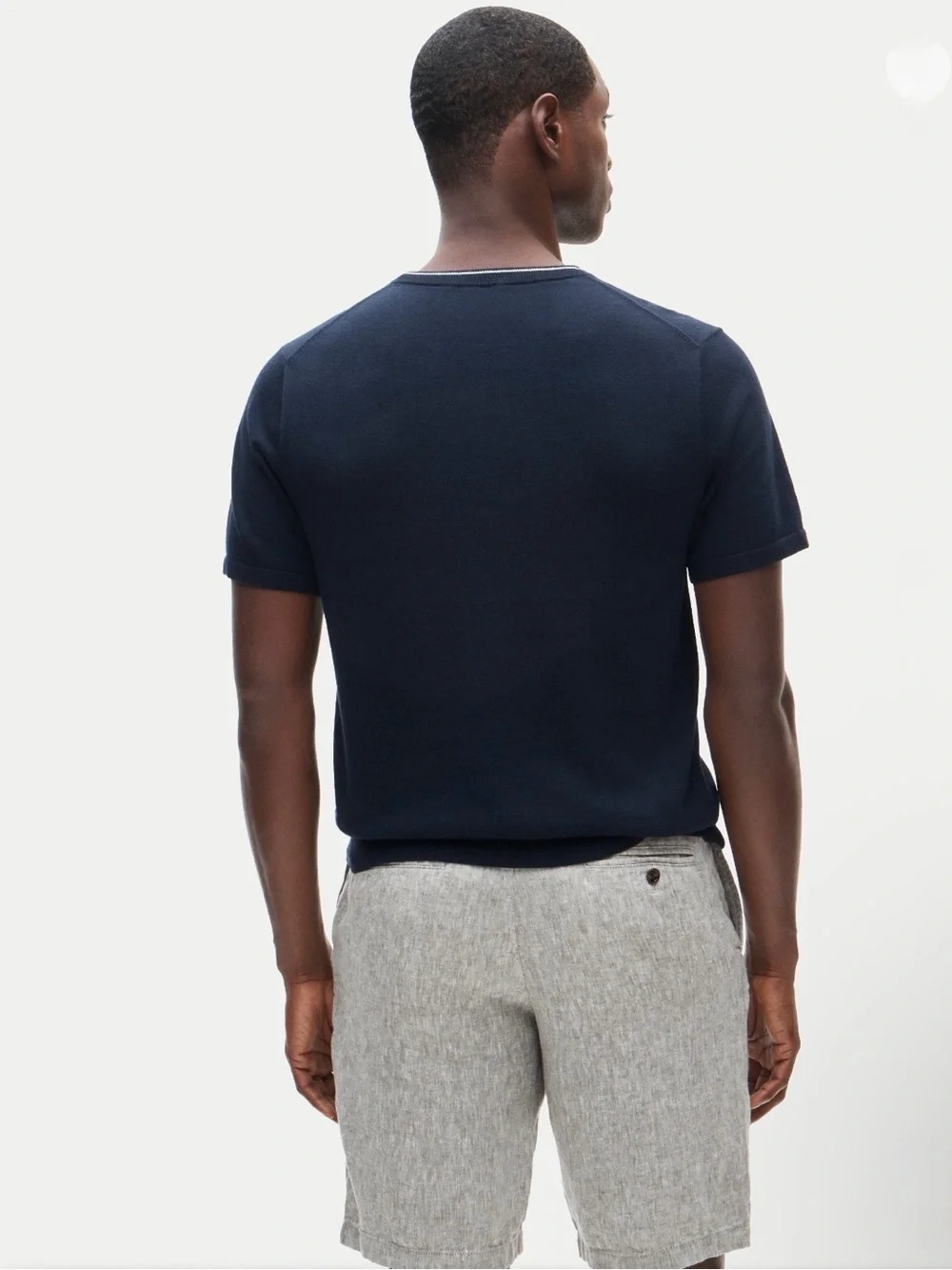 J.Crew Short-Sleeve Tipped Crewneck Sweater in Pima Cotton, Size S